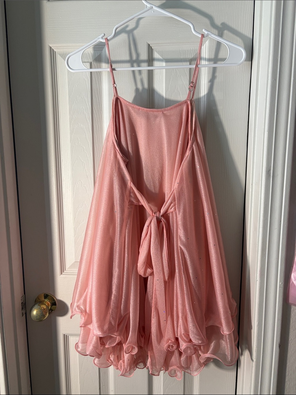 Cider Shimmery Dusty Pink Ruffle Slip Dress - Picture 2 of 4